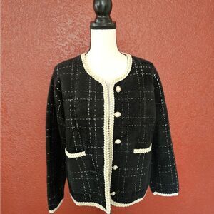 Black and Cream Plaid Blazer